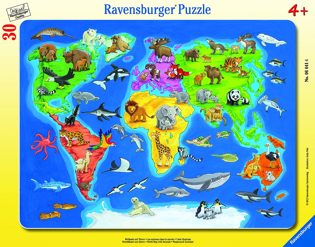 Mapa sveta so zvieratami 30-48D