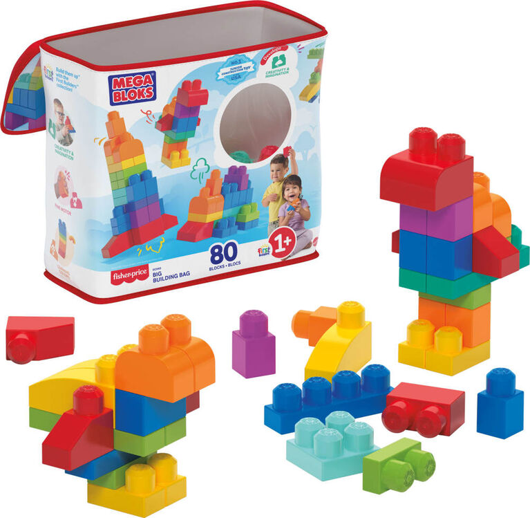 MEGA BLOKS VEĽKÉ VRECE KOCIEK - MODRÉ (80)