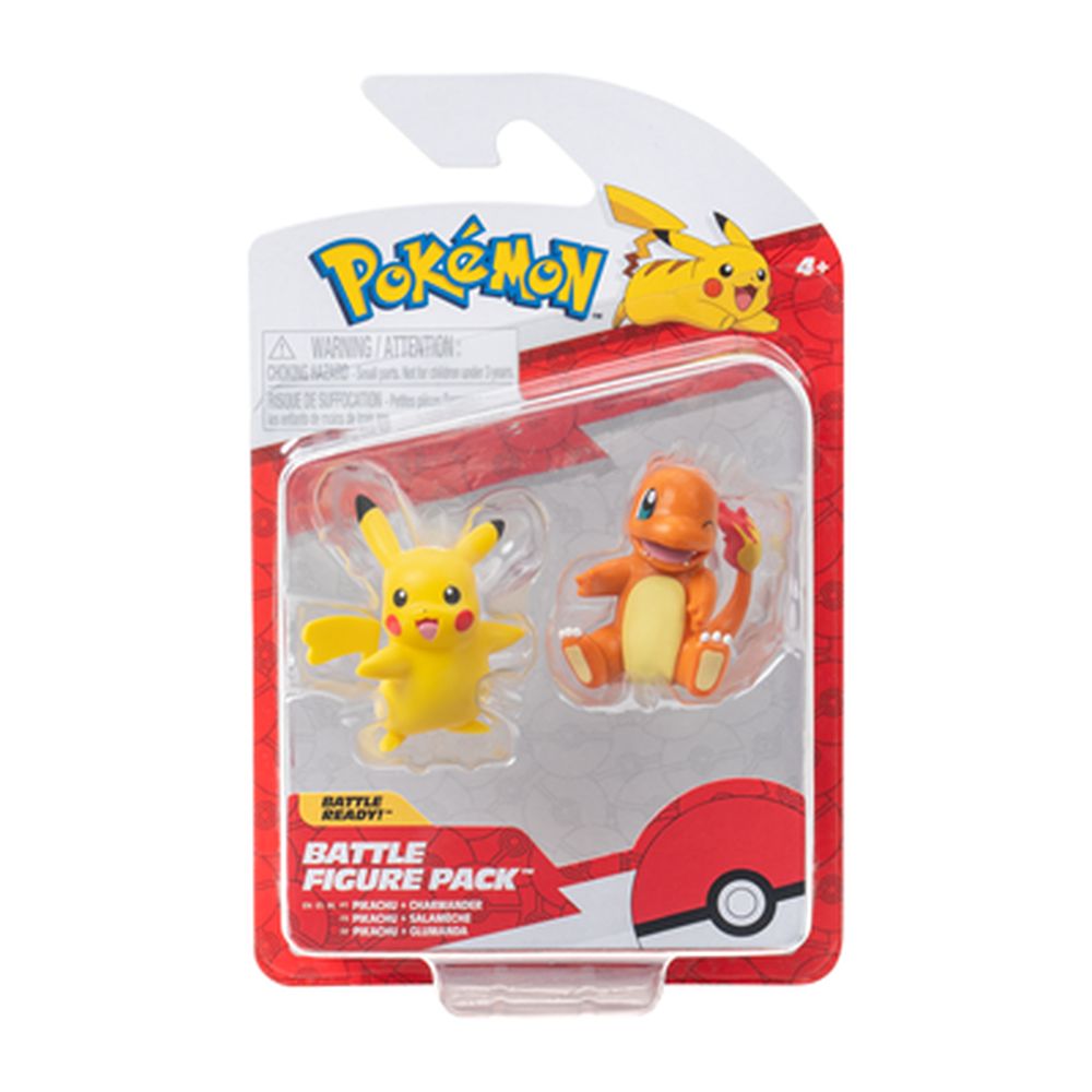 Pokémon akčné figúrky -  2 pack Asst (Charmander&Pikacu, Squirtle& Pikacu, Bulbusaur&Pikacu