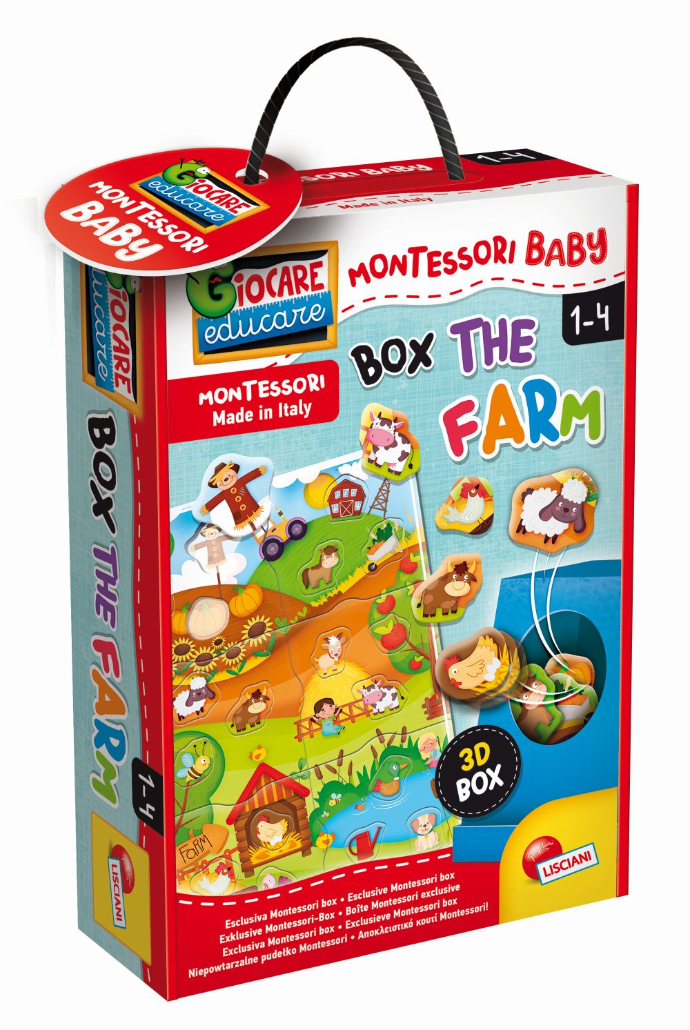 MONTESSORI BABY BOX THE FARM - Vkladačka farma