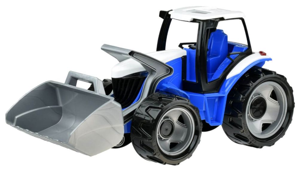 Traktor s lyžicou modro šedý