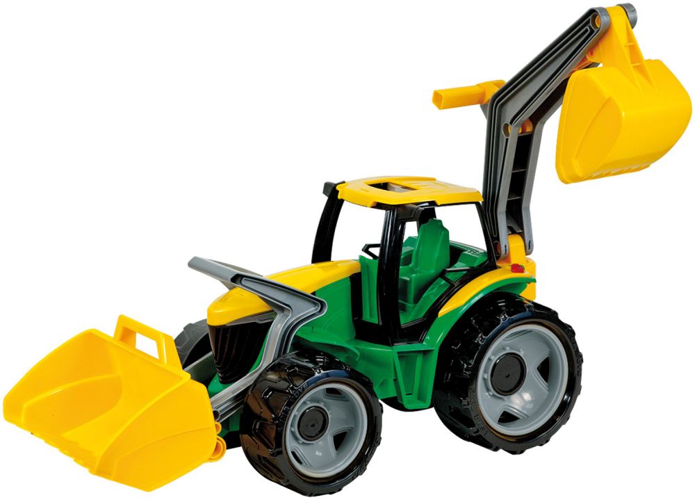 Traktor s lyžicou a bagrom zeleno-žltý