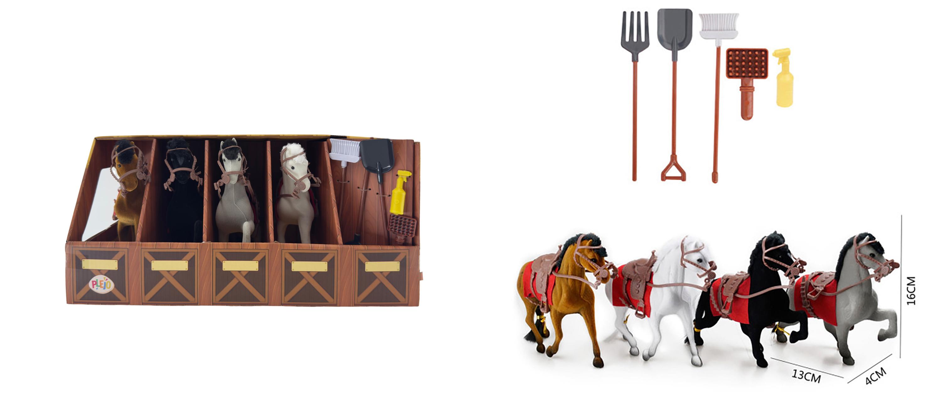 PLEJO Set 4 koňů s příslušenstvím