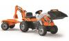 Šliapací traktor Builder Max s bagrom a vozíkom oranžový